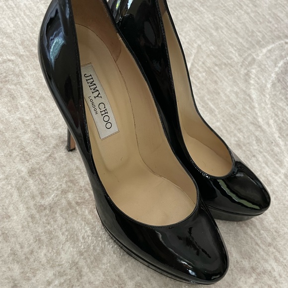 Jimmy Choo Black Patent Leather Platform Heels Size 39 - Picture 4 of 14